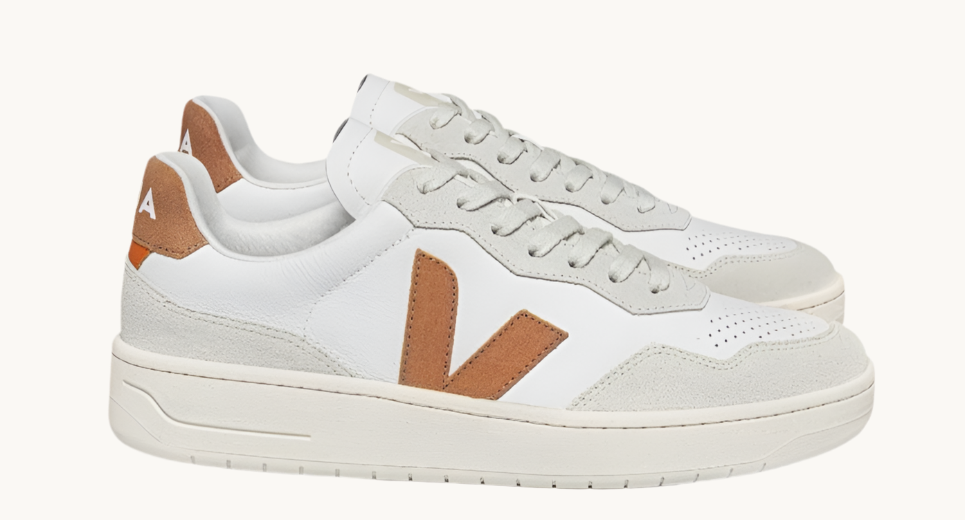 VEJA V-90 LEATHER WHITE/UMBER