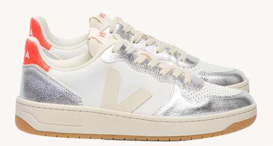 VEJA V-10 LEATHER WHITE/SILVER