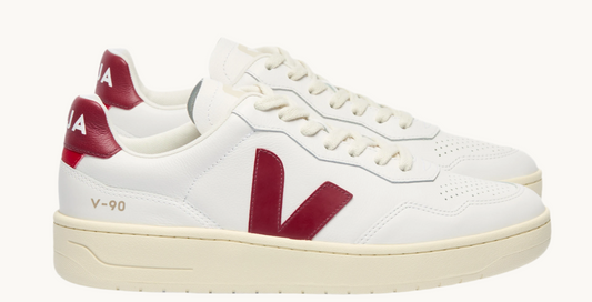 VEJA V-90 LEATHER WHITE/MARSALA