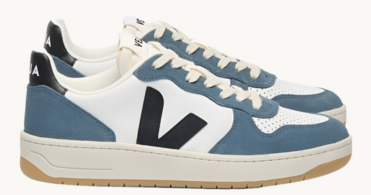 VEJA V-10 LEATHER WHITE/BLUE