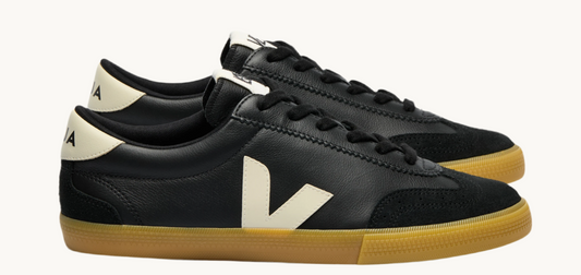 VEJA VOLLEY CUIR BLACK/PIERRE